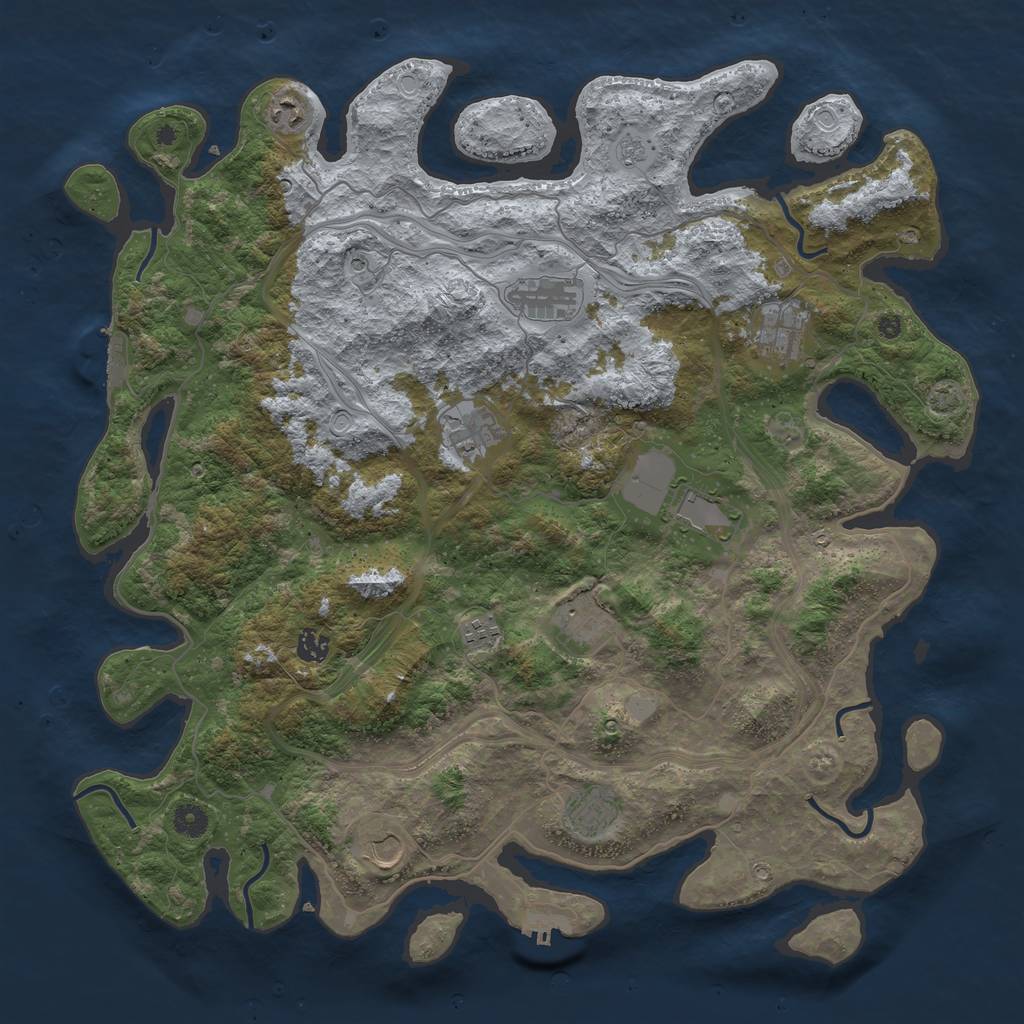 Rust Map: Procedural Map, Size: 4500, Seed: 833607703, 17 Monuments