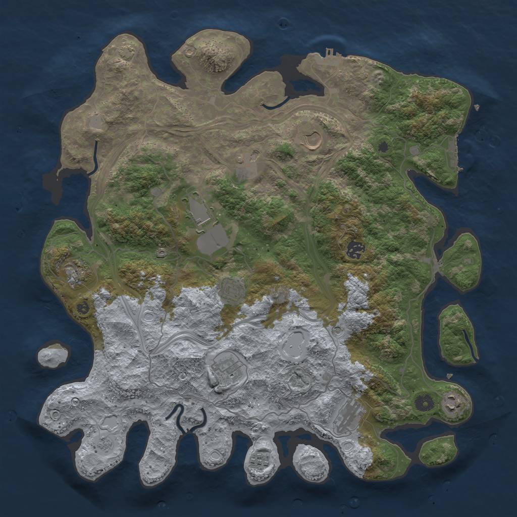 Rust Map: Procedural Map, Size: 4250, Seed: 870776413, 17 Monuments