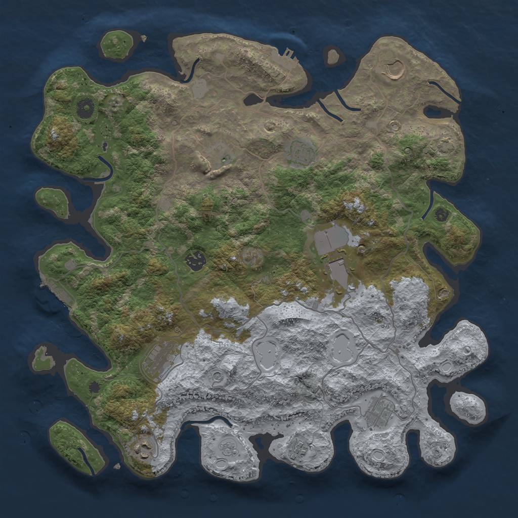 Rust Map: Procedural Map, Size: 4000, Seed: 5577234, 16 Monuments