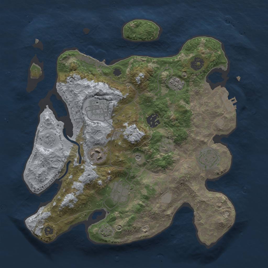 Rust Map: Procedural Map, Size: 3000, Seed: 5250, 13 Monuments