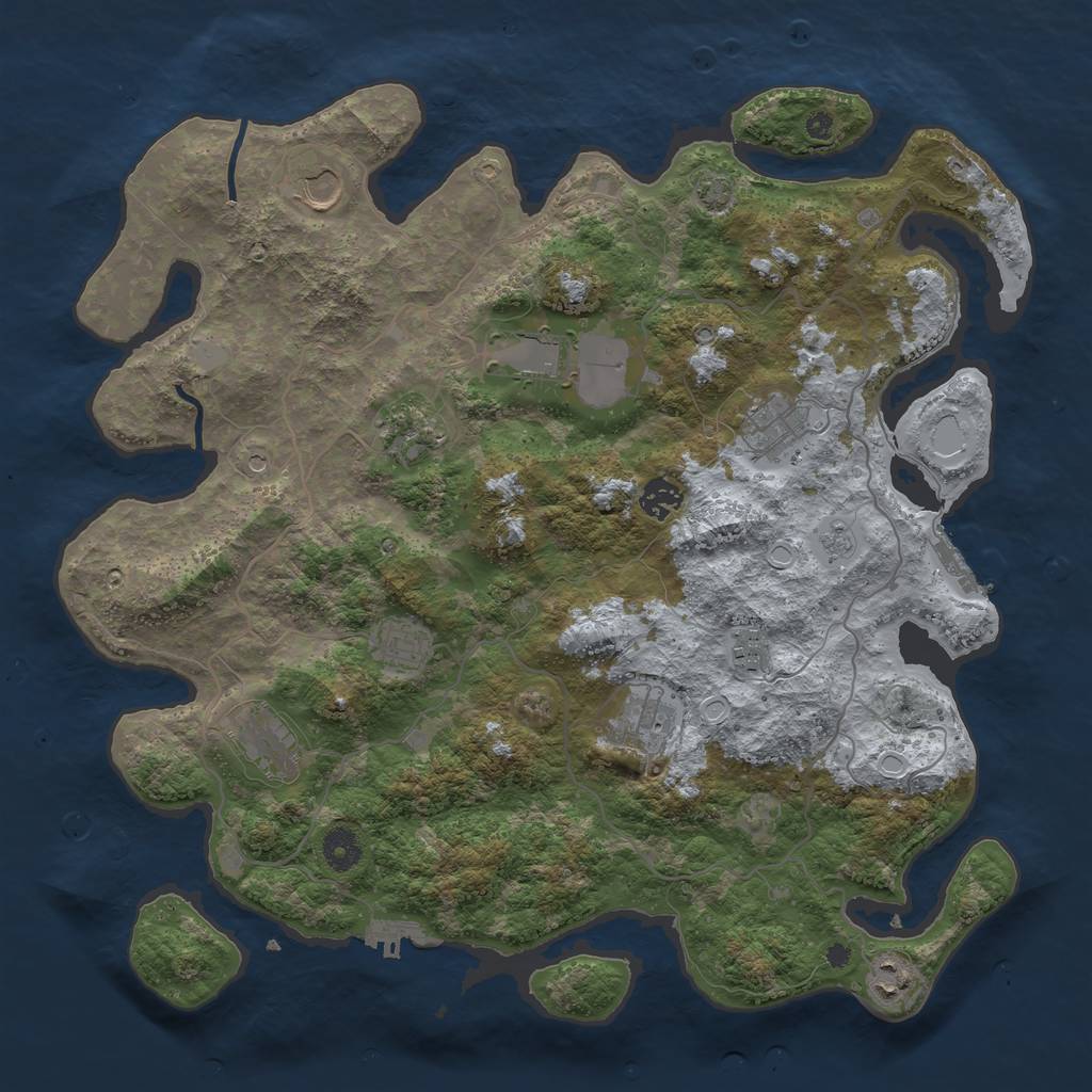Rust Map: Procedural Map, Size: 4000, Seed: 887012212, 17 Monuments