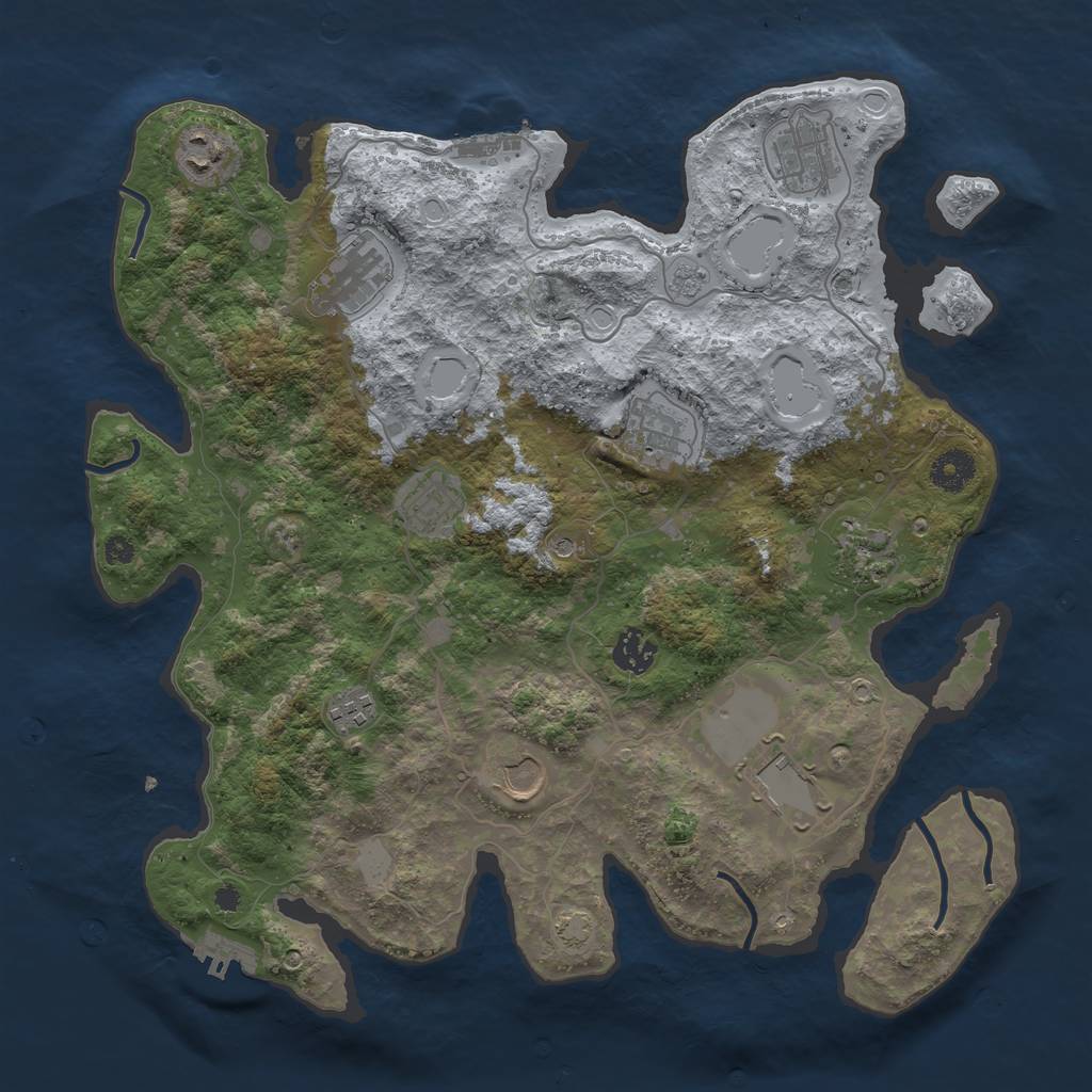 Rust Map: Procedural Map, Size: 3750, Seed: 472712813, 17 Monuments