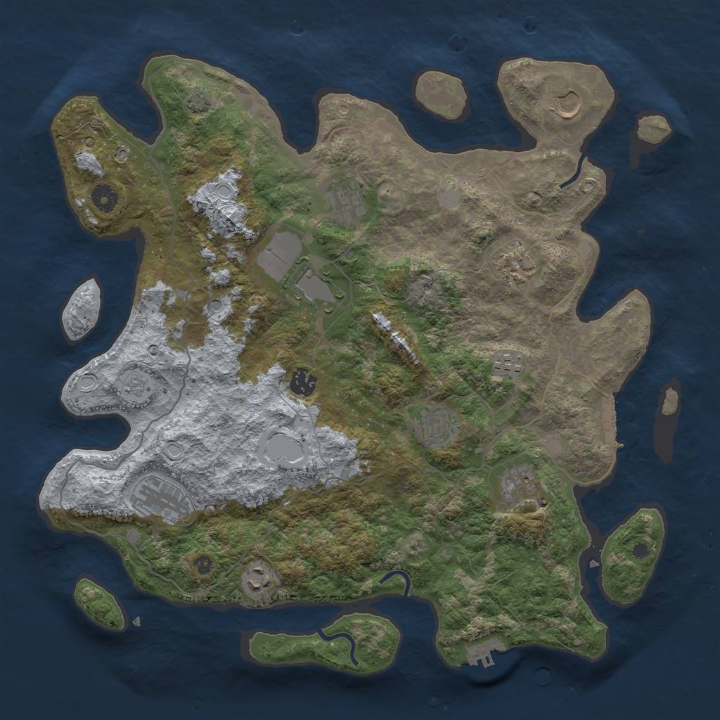Rust Map: Procedural Map, Size: 4000, Seed: 1704307833, 17 Monuments