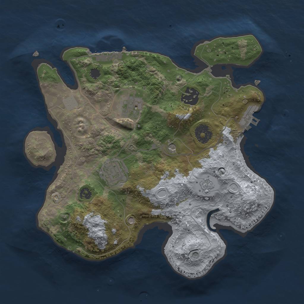Rust Map: Procedural Map, Size: 2555, Seed: 1421989634, 10 Monuments