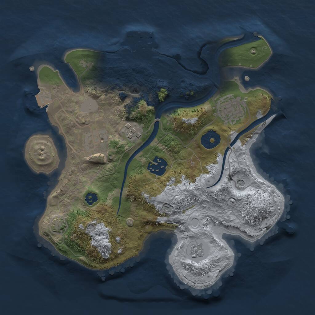 Rust Map: Procedural Map, Size: 2555, Seed: 1421989634, 9 Monuments