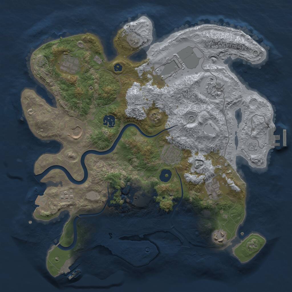 Rust Map: Procedural Map, Size: 3500, Seed: 48791782, 16 Monuments
