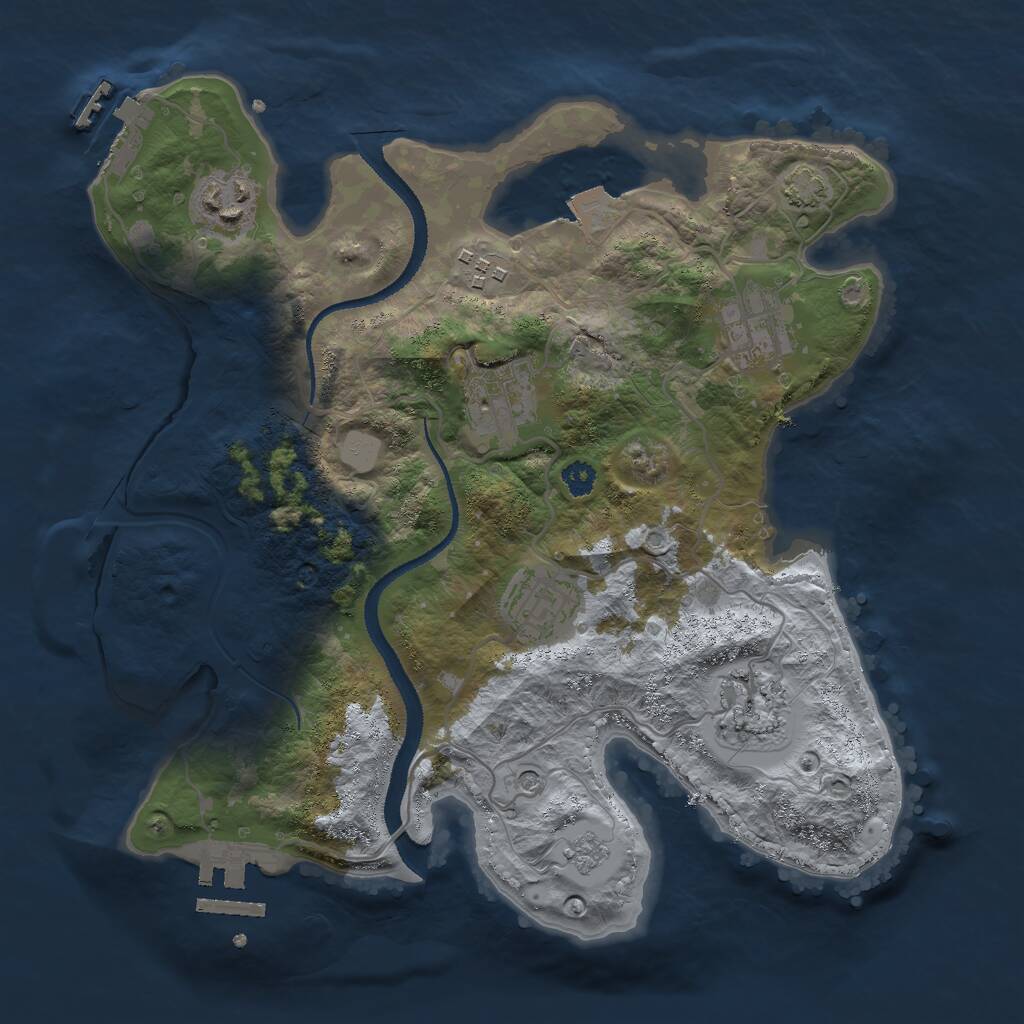 Rust Map: Procedural Map, Size: 3000, Seed: 22925, 12 Monuments