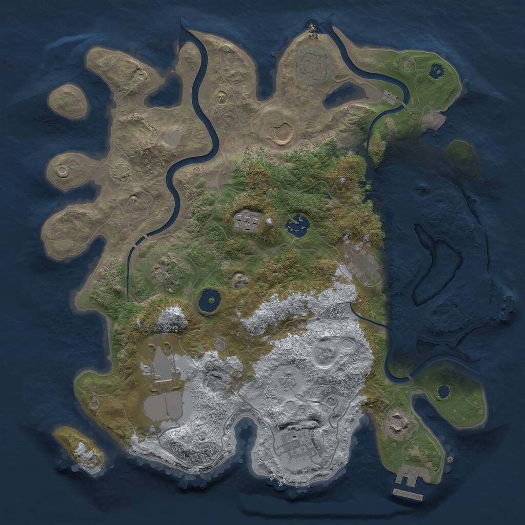 Rust Map: Procedural Map, Size: 3500, Seed: 15486755, 15 Monuments