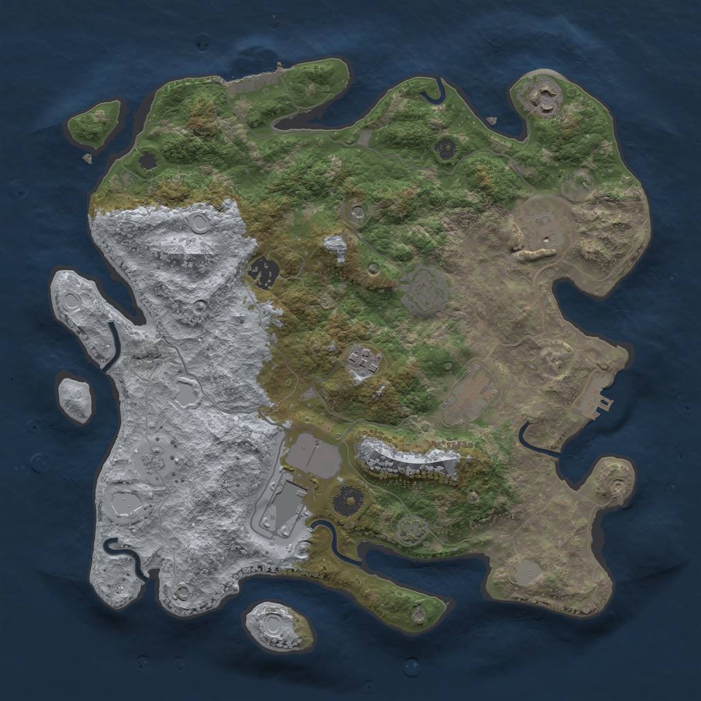 Rust Map: Procedural Map, Size: 3500, Seed: 13584367, 14 Monuments