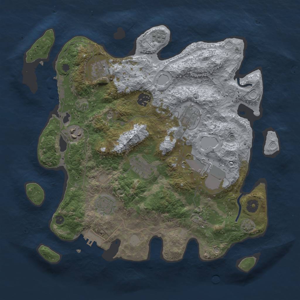 Rust Map: Procedural Map, Size: 3500, Seed: 8115464, 16 Monuments