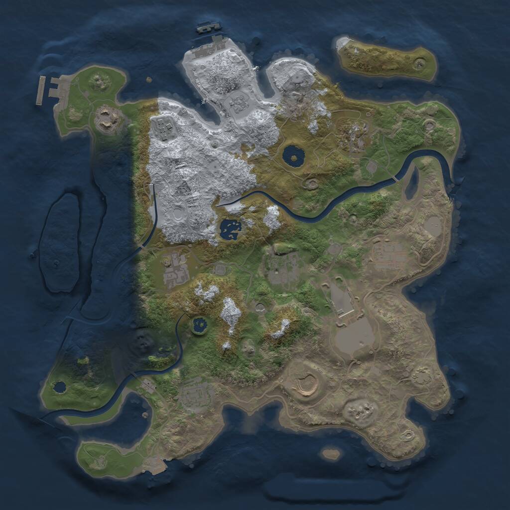 Rust Map: Procedural Map, Size: 3500, Seed: 96126532, 16 Monuments