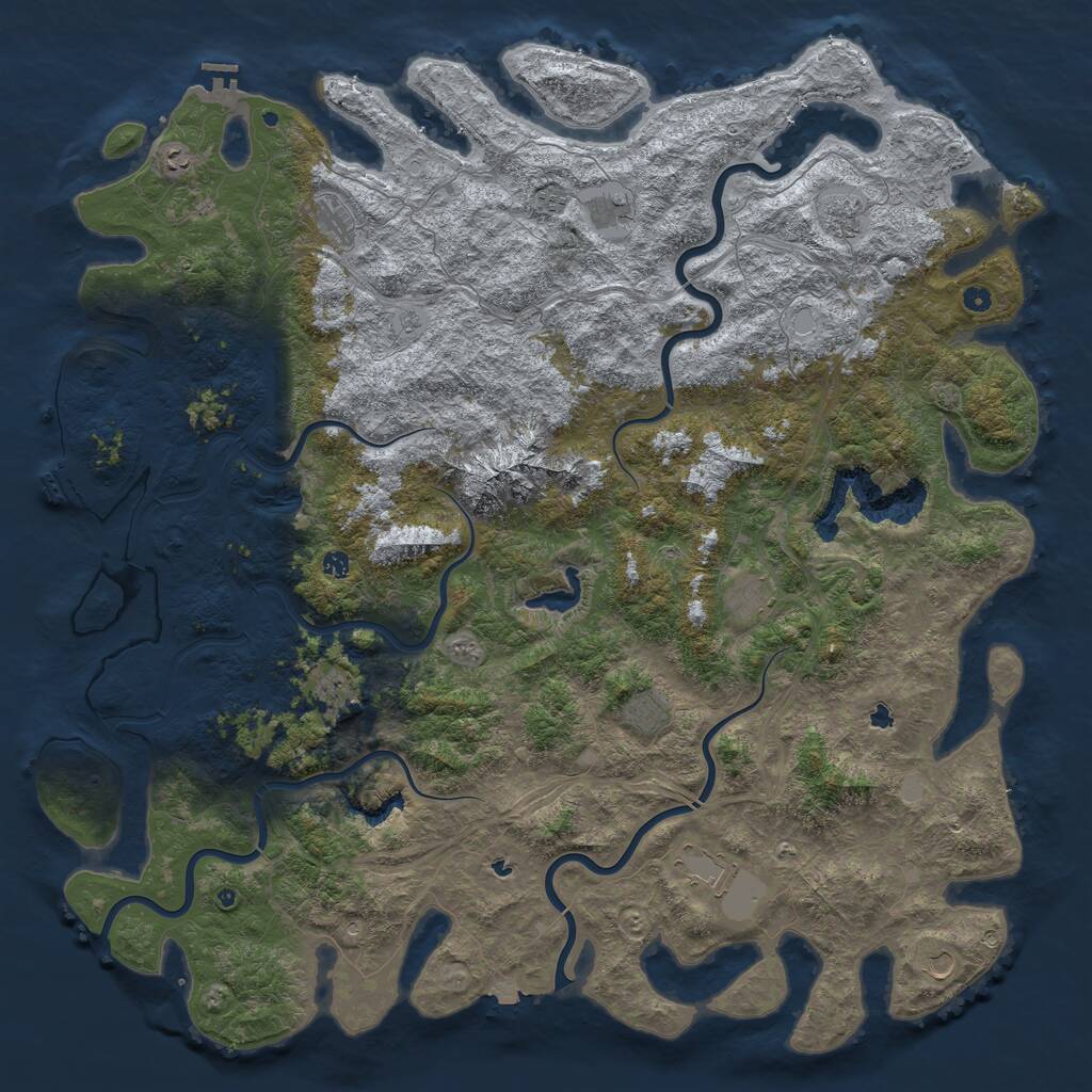 Rust Map: Procedural Map, Size: 6000, Seed: 41996455, 17 Monuments