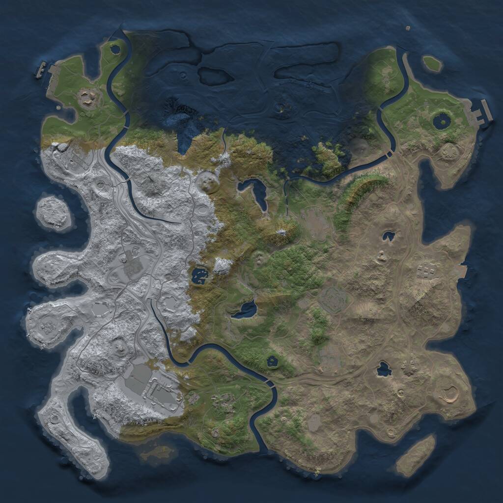 Rust Map: Procedural Map, Size: 4500, Seed: 117423128, 17 Monuments