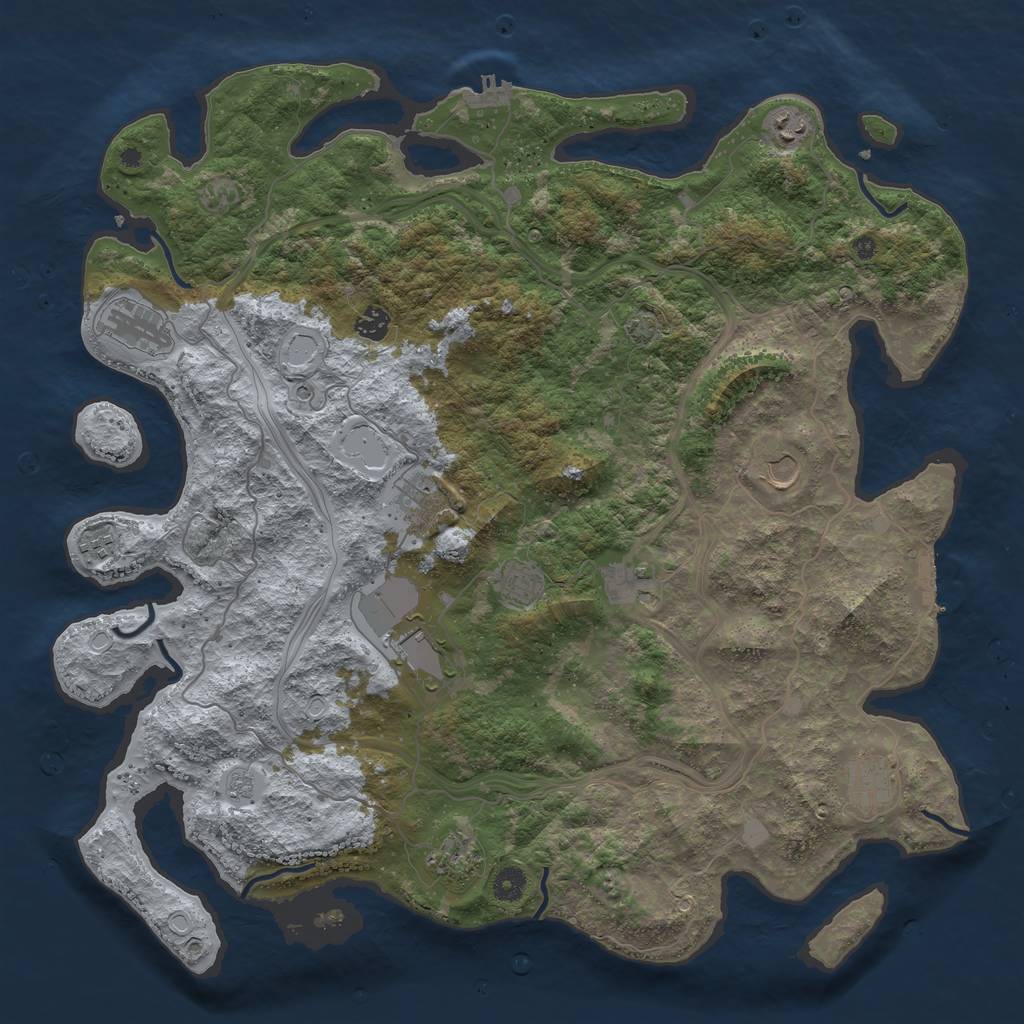 Rust Map: Procedural Map, Size: 4500, Seed: 117423128, 19 Monuments