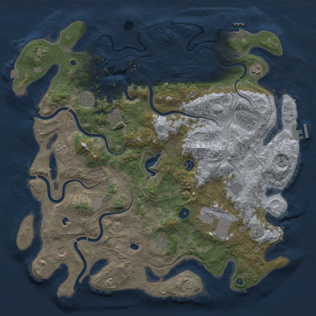 Rust Map: Procedural Map, Size: 4500, Seed: 687707967, 16 Monuments