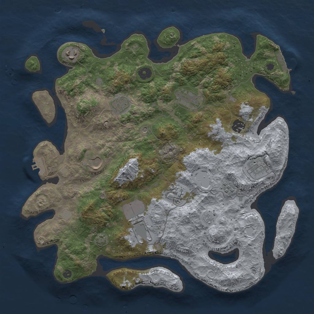 Rust Map: Procedural Map, Size: 3750, Seed: 993552275, 16 Monuments