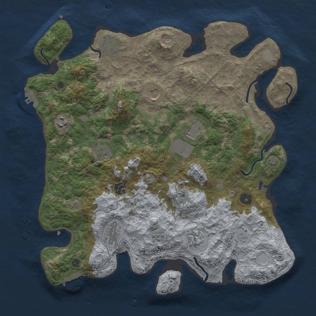 Rust Map: Procedural Map, Size: 4000, Seed: 332029085, 16 Monuments