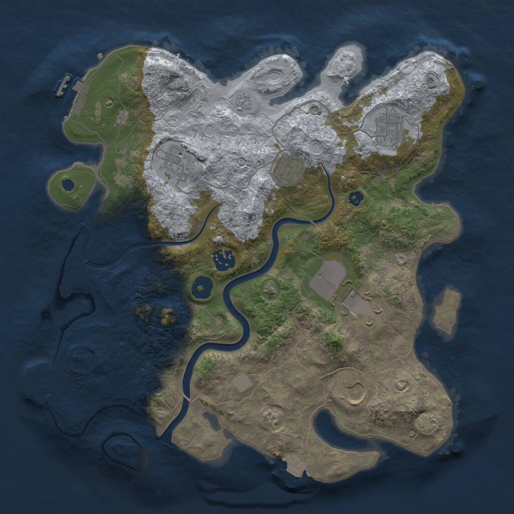 Rust Map: Procedural Map, Size: 3500, Seed: 90342847, 12 Monuments