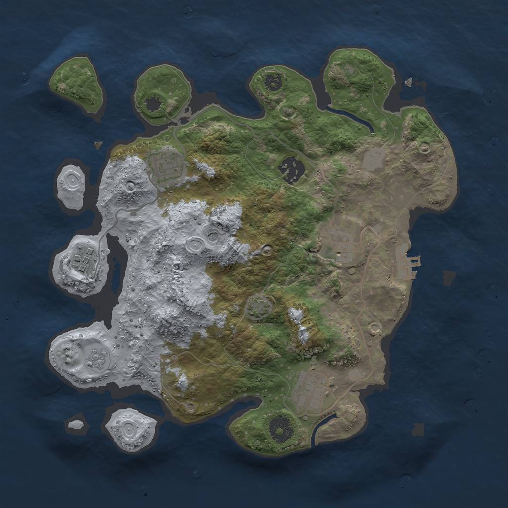 Rust Map: Procedural Map, Size: 3000, Seed: 68746, 11 Monuments
