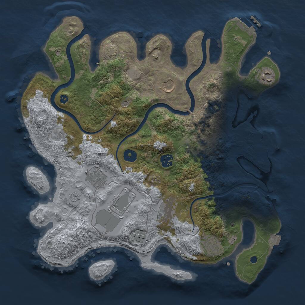 Rust Map: Procedural Map, Size: 3500, Seed: 1251809575, 14 Monuments