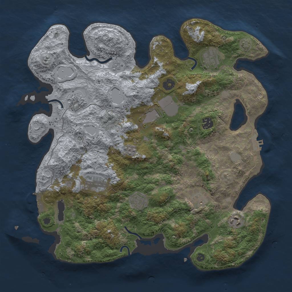 Rust Map: Procedural Map, Size: 3750, Seed: 51134769, 16 Monuments