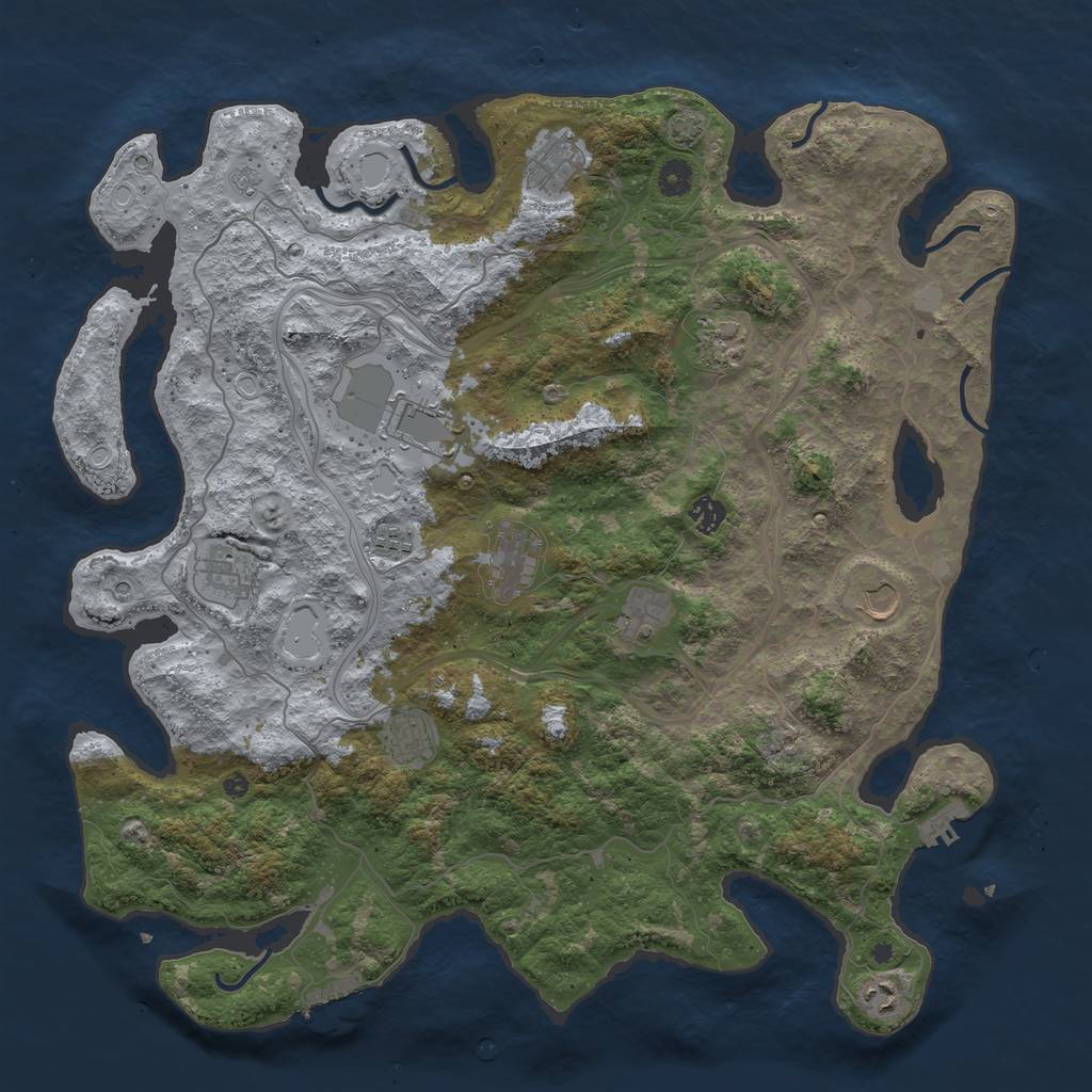 Rust Map: Procedural Map, Size: 4500, Seed: 7569, 18 Monuments