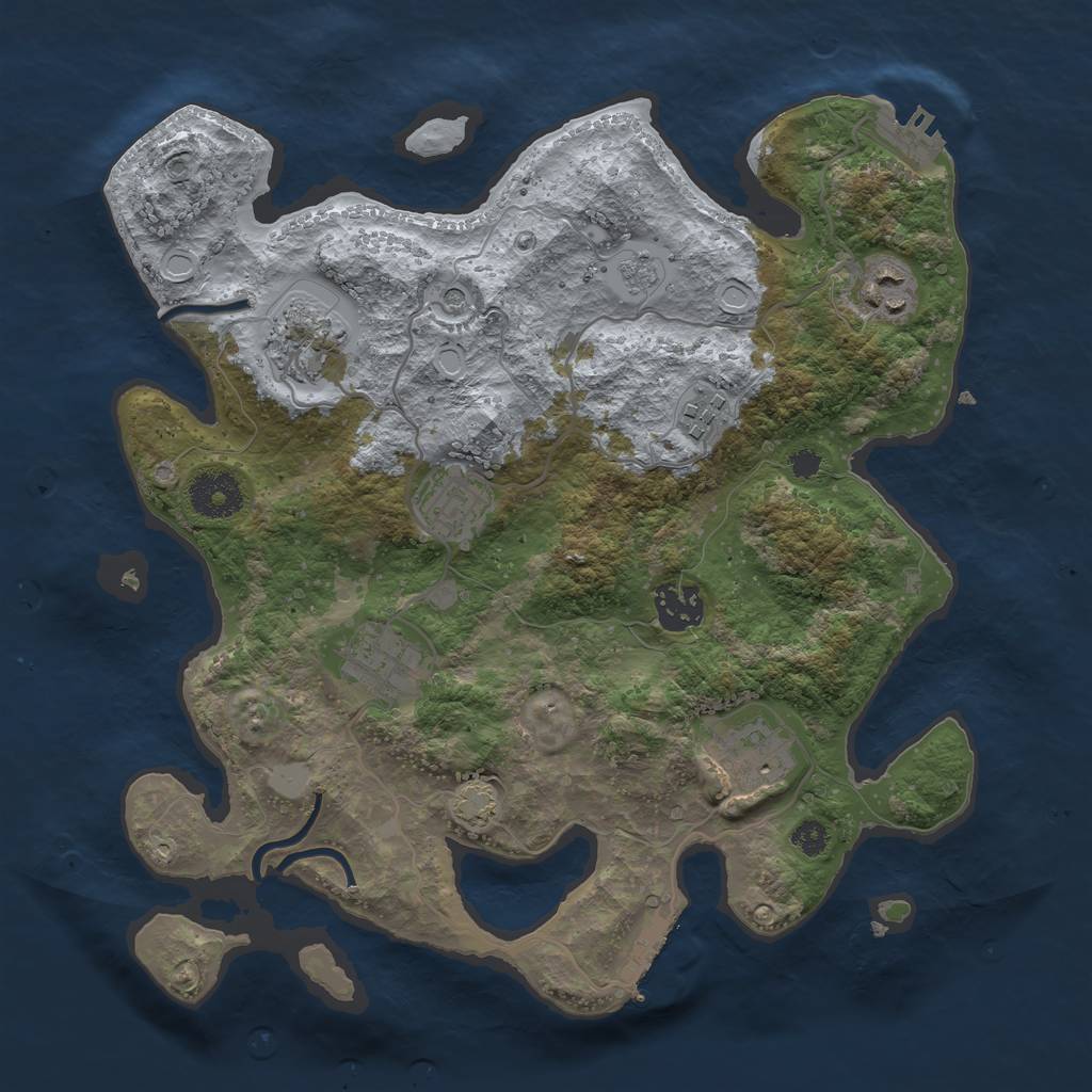 Rust Map: Procedural Map, Size: 3250, Seed: 41968, 14 Monuments
