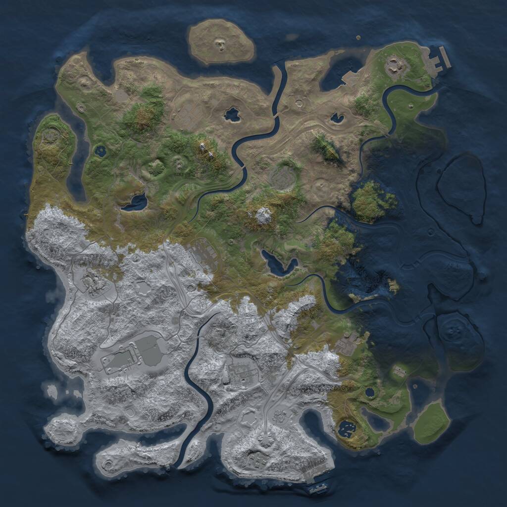 Rust Map: Procedural Map, Size: 4500, Seed: 4675869, 16 Monuments