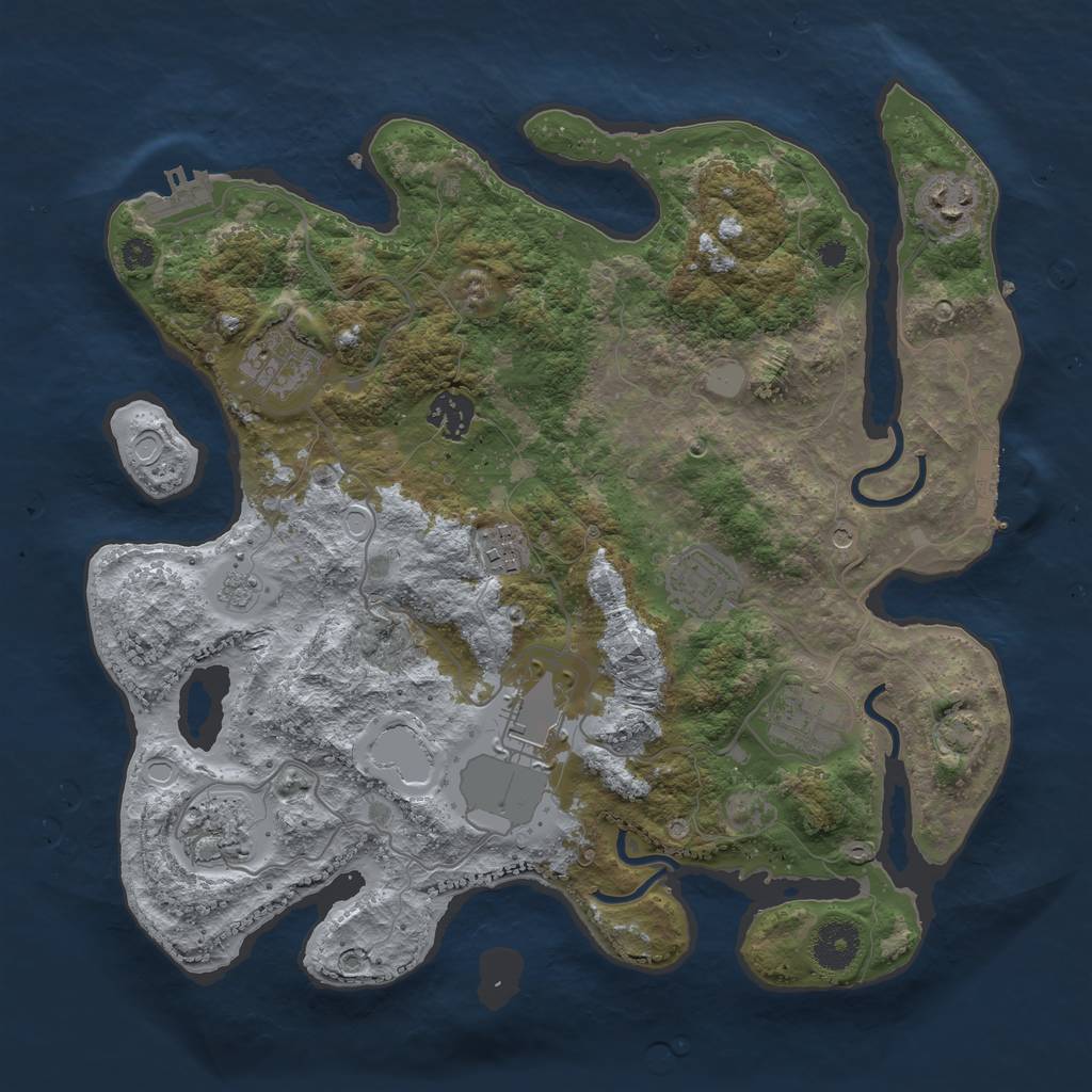 Rust Map: Procedural Map, Size: 3500, Seed: 1252969831, 16 Monuments