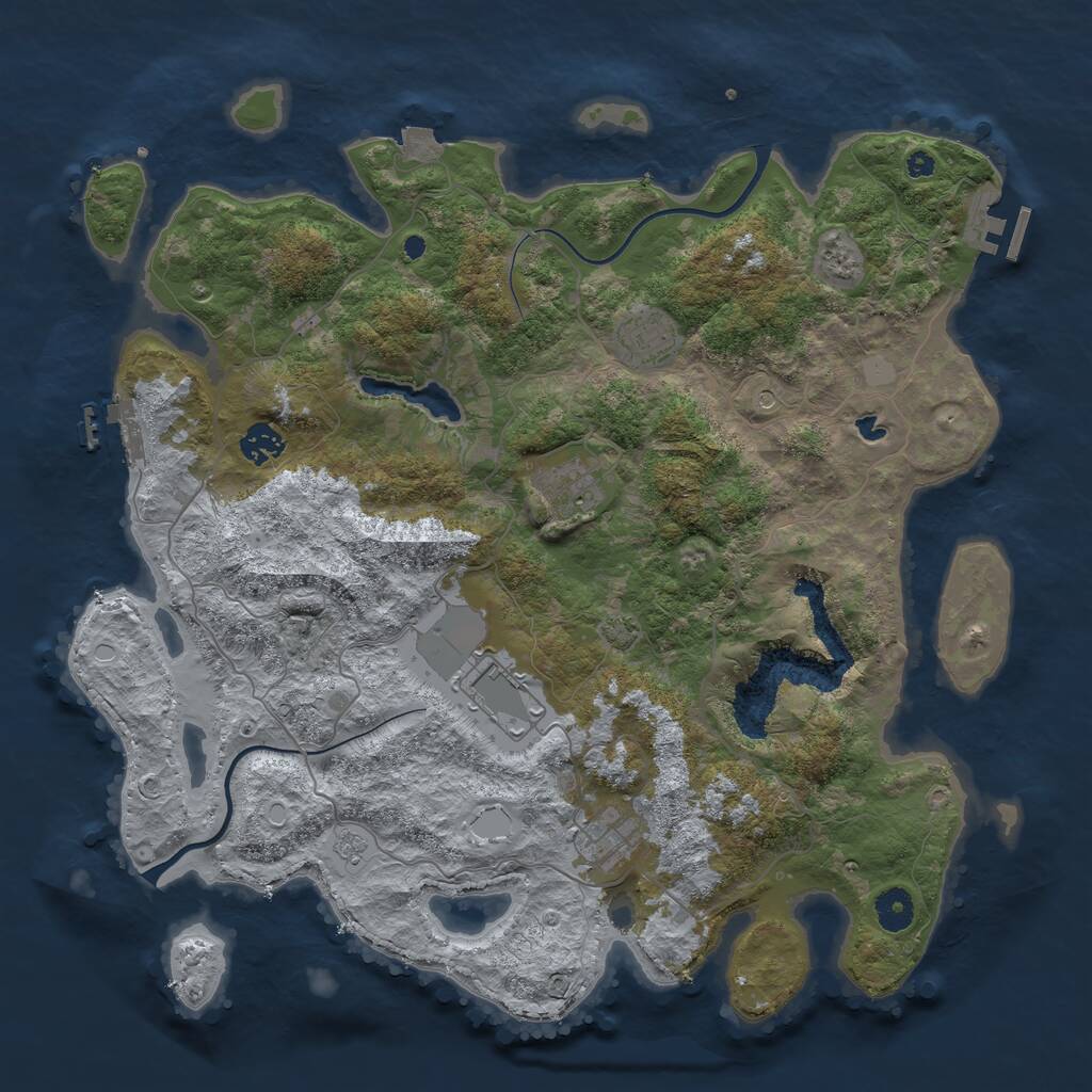 Rust Map: Procedural Map, Size: 4000, Seed: 73480211, 11 Monuments