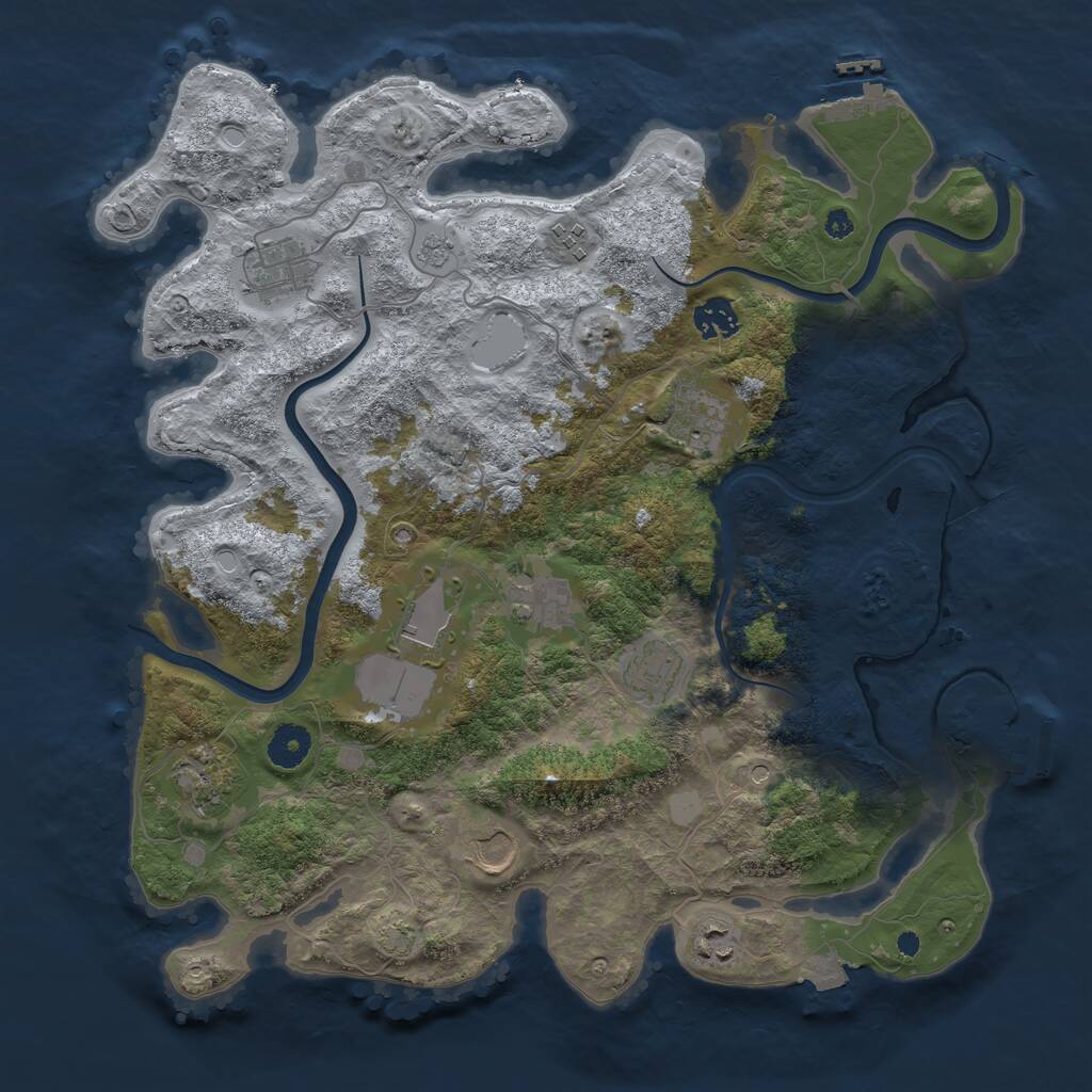 Rust Map: Procedural Map, Size: 3800, Seed: 213544, 16 Monuments