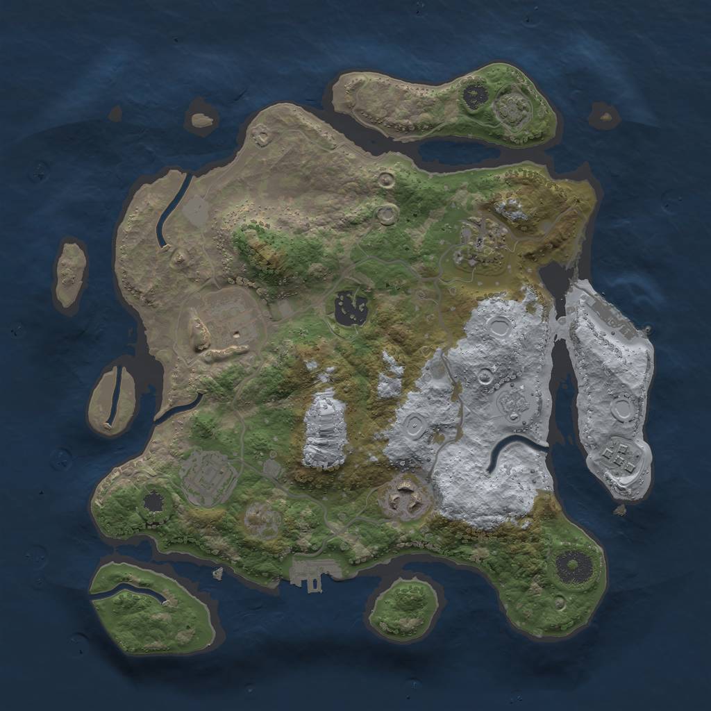 Rust Map: Procedural Map, Size: 3000, Seed: 454370323, 12 Monuments