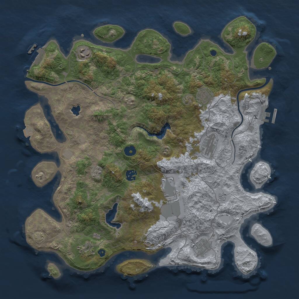Rust Map: Procedural Map, Size: 4000, Seed: 1389442993, 13 Monuments