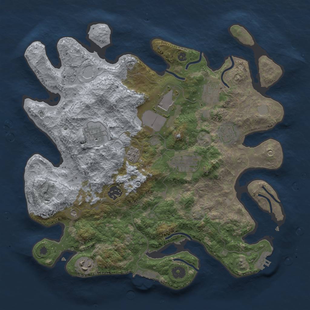 Rust Map: Procedural Map, Size: 3500, Seed: 7953134, 15 Monuments