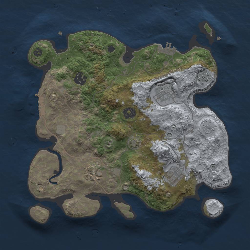 Rust Map: Procedural Map, Size: 3000, Seed: 28046, 12 Monuments