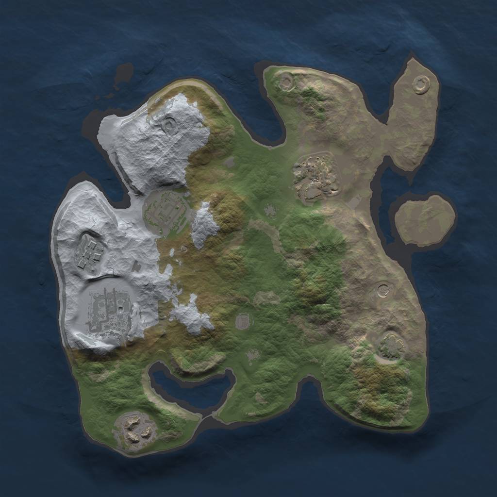 Rust Map: Barren, Size: 2500, Seed: 324717449, 8 Monuments