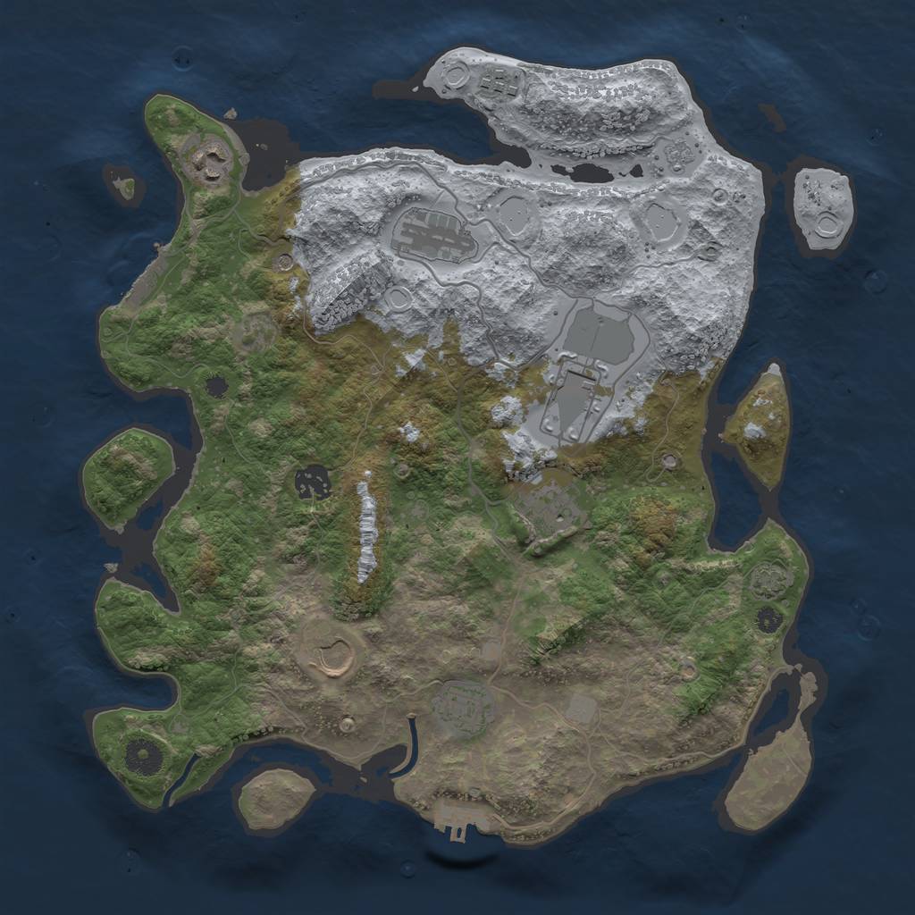 Rust Map: Procedural Map, Size: 3671, Seed: 13825, 15 Monuments