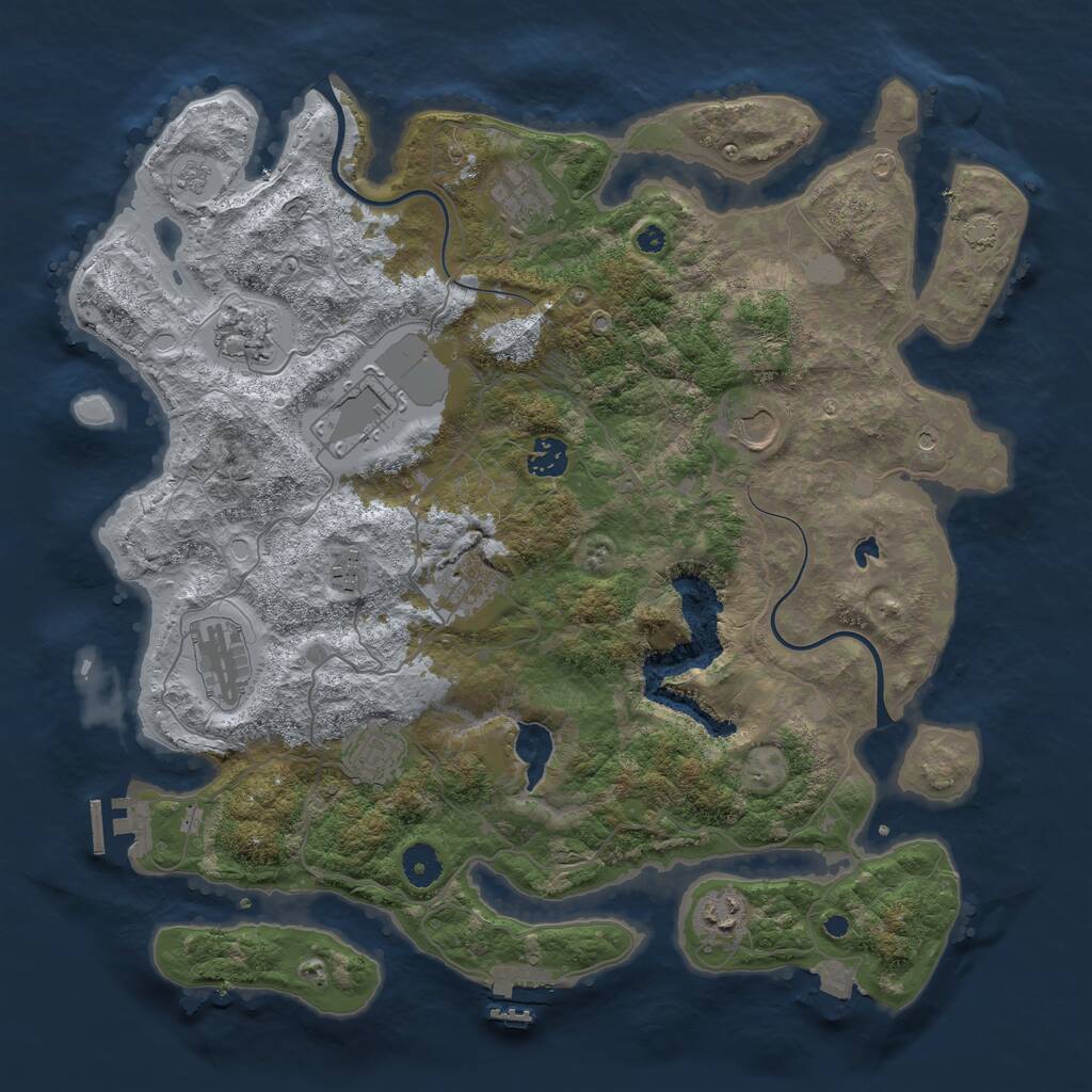 Rust Map: Procedural Map, Size: 4000, Seed: 543345534, 16 Monuments