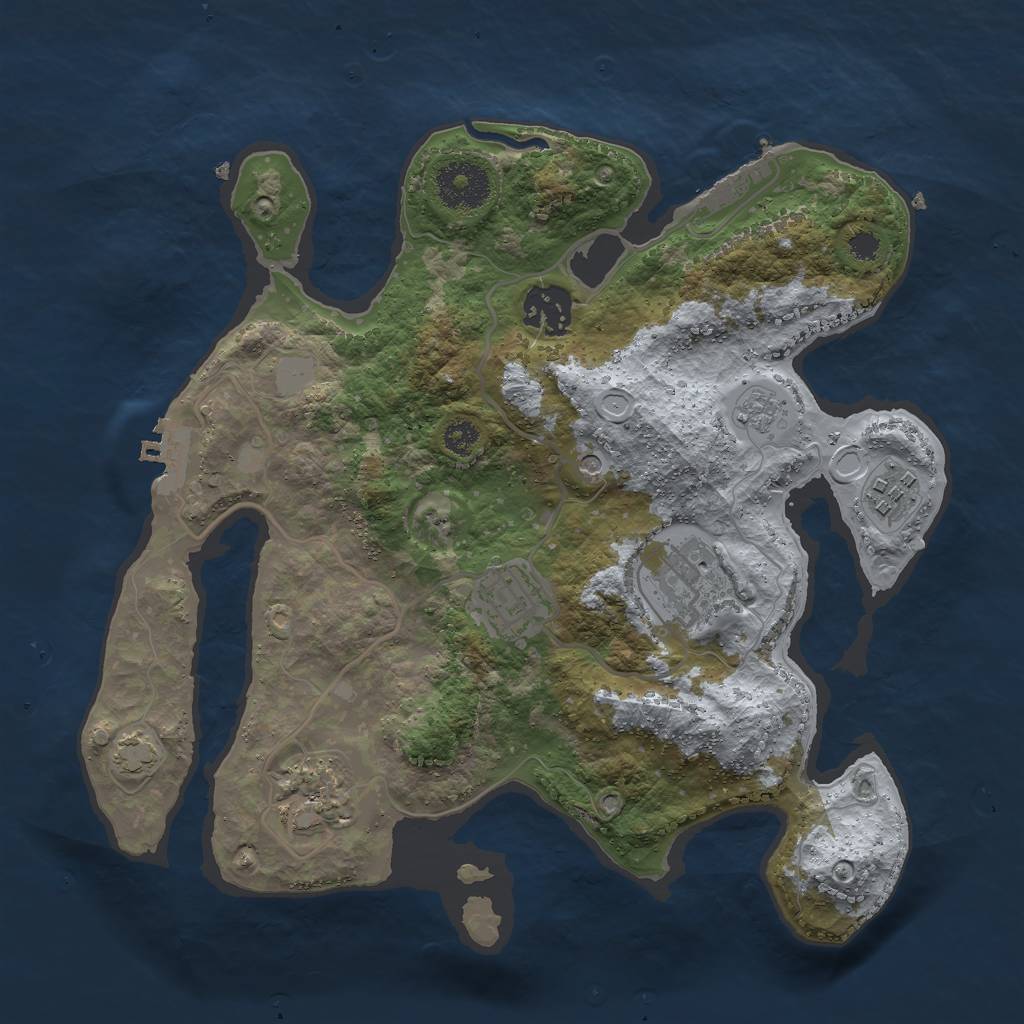 Rust Map: Procedural Map, Size: 3000, Seed: 1836488205, 12 Monuments