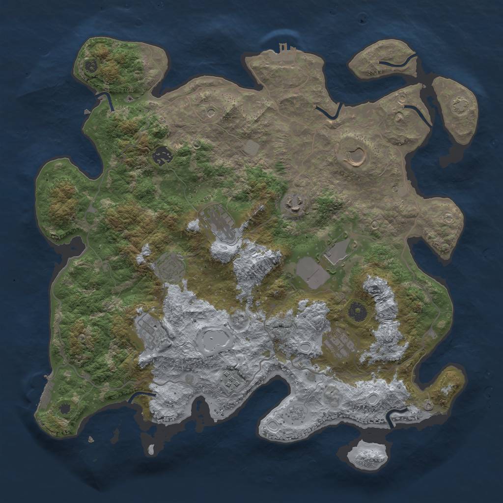 Rust Map: Procedural Map, Size: 4000, Seed: 1873552783, 16 Monuments