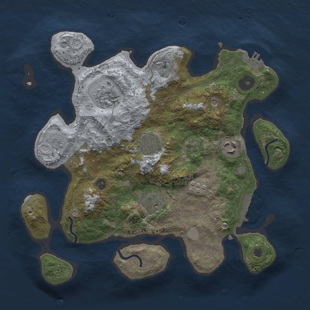 Rust Map: Procedural Map, Size: 3000, Seed: 2145537324, 12 Monuments