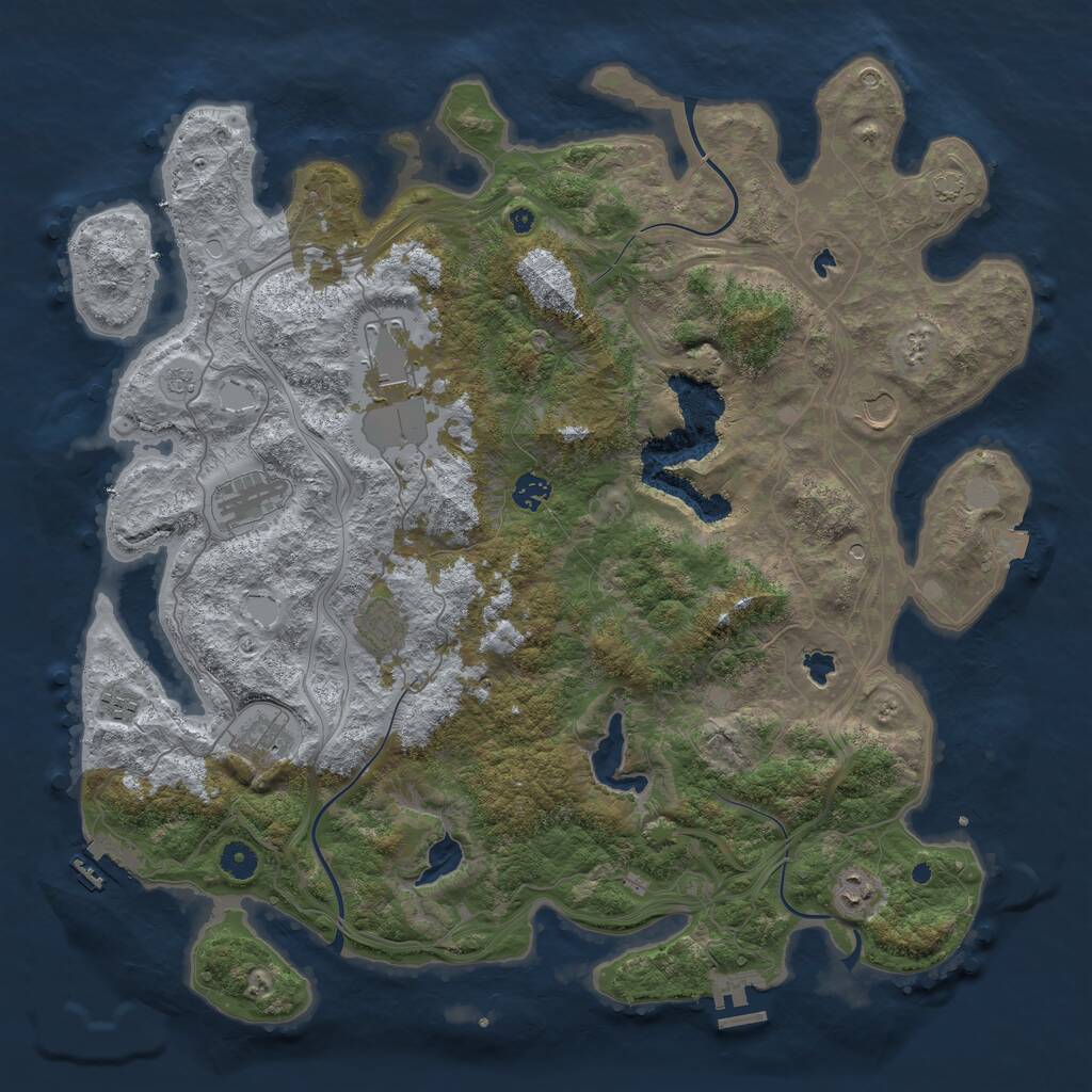Rust Map: Procedural Map, Size: 4500, Seed: 6491028, 14 Monuments