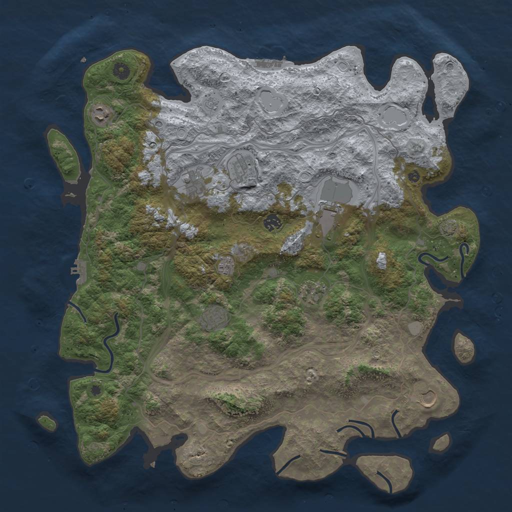 Rust Map: Procedural Map, Size: 4500, Seed: 1423283034, 17 Monuments