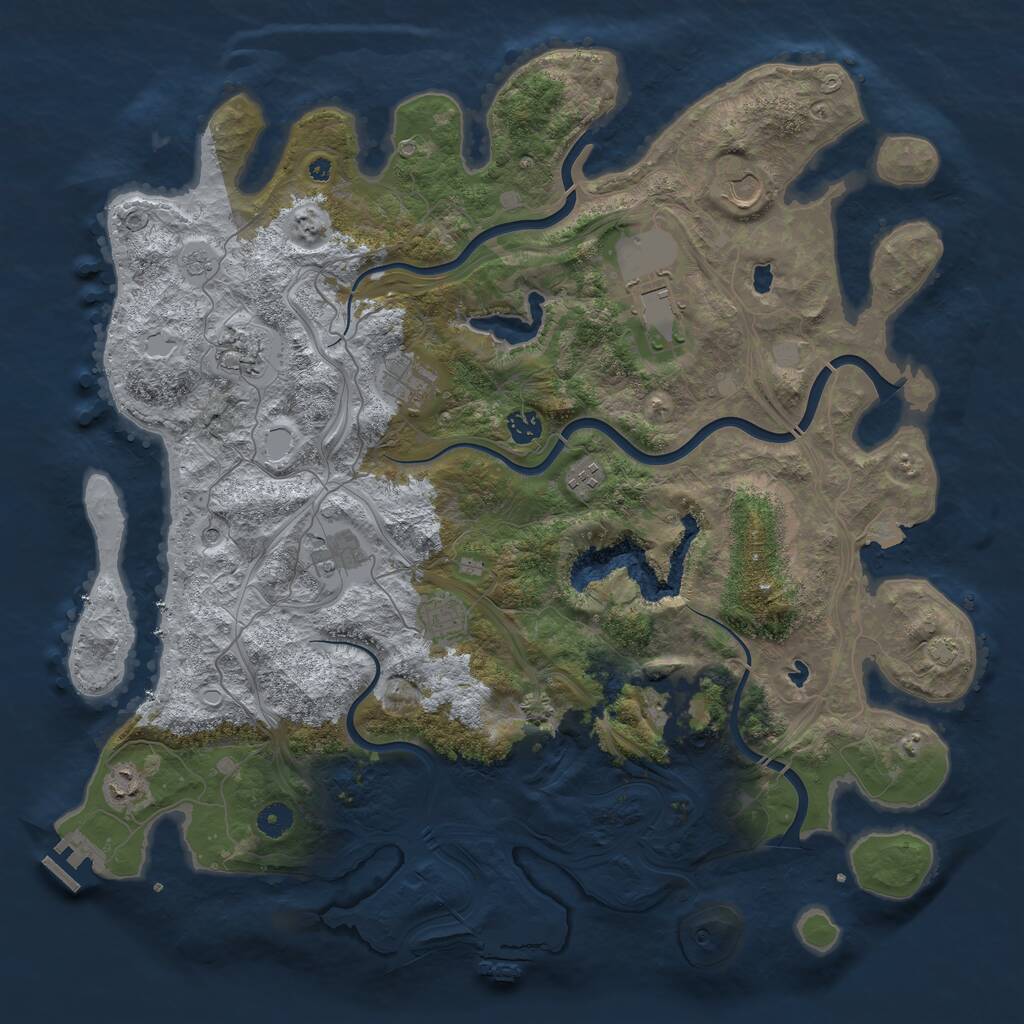 Rust Map: Procedural Map, Size: 4500, Seed: 522744, 16 Monuments