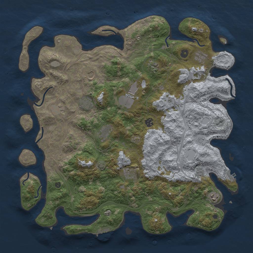 Rust Map: Procedural Map, Size: 4500, Seed: 1147476900, 18 Monuments