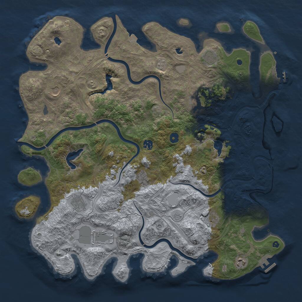 Rust Map: Procedural Map, Size: 4550, Seed: 7250645, 16 Monuments