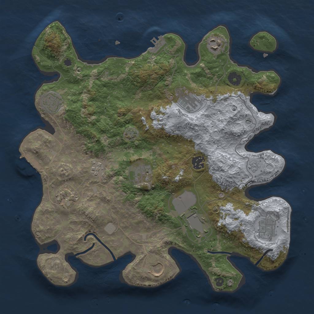 Rust Map: Procedural Map, Size: 3500, Seed: 90972689, 17 Monuments