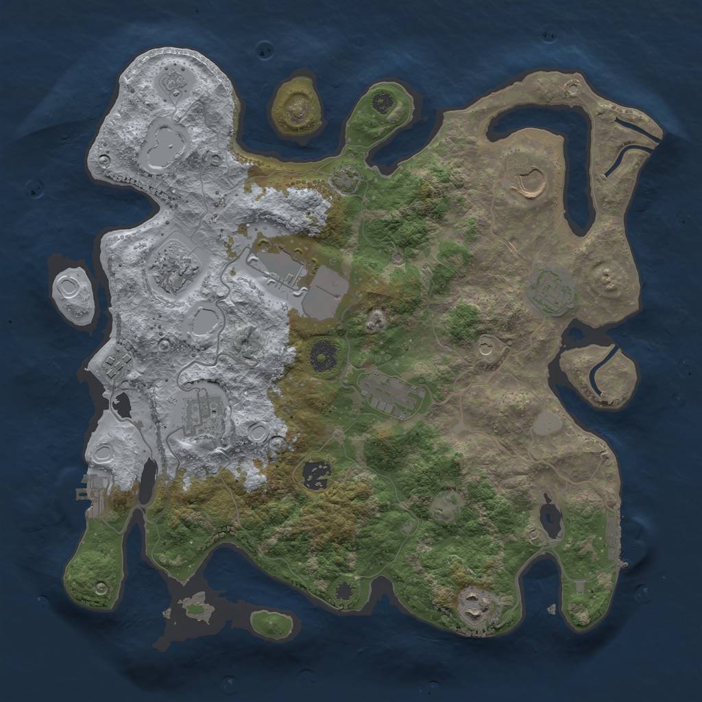 Rust Map: Procedural Map, Size: 3550, Seed: 5065132, 16 Monuments