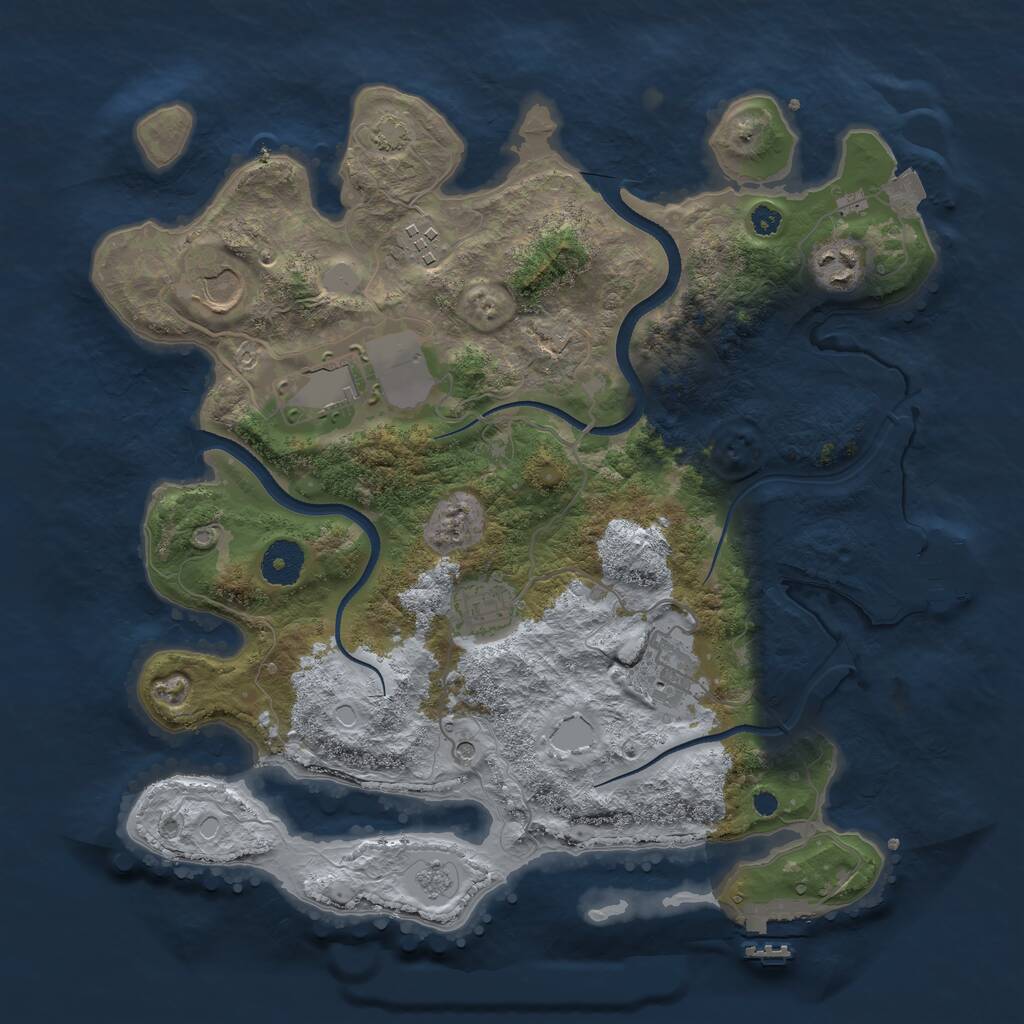 Rust Map: Procedural Map, Size: 3500, Seed: 58452038, 12 Monuments