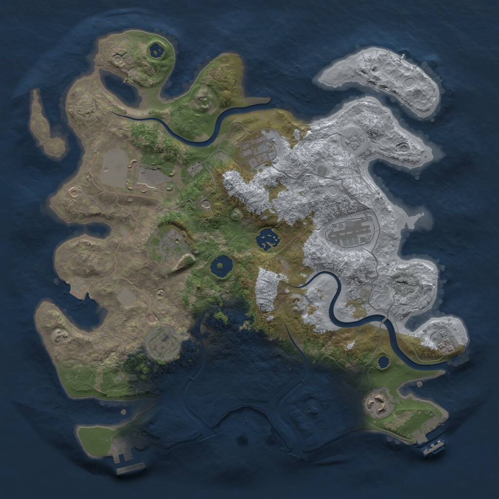 Rust Map: Procedural Map, Size: 3500, Seed: 185631795, 14 Monuments